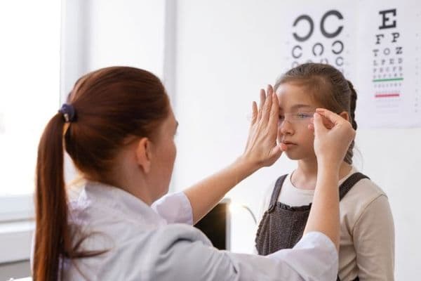 doctor testing patient eyesight