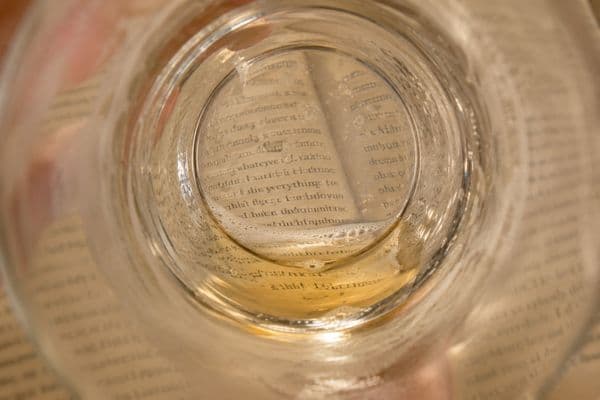 Beer glass on paper
